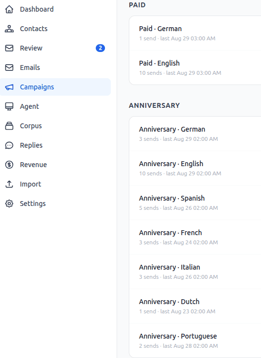 Heaven's CRM paneli, mobil ikinci görünüm