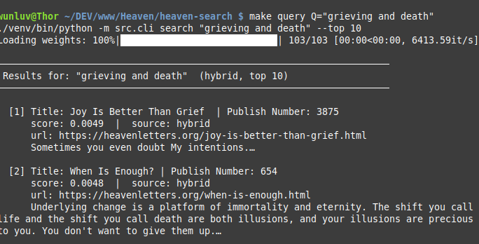 Heavenletters Search Engine CLI