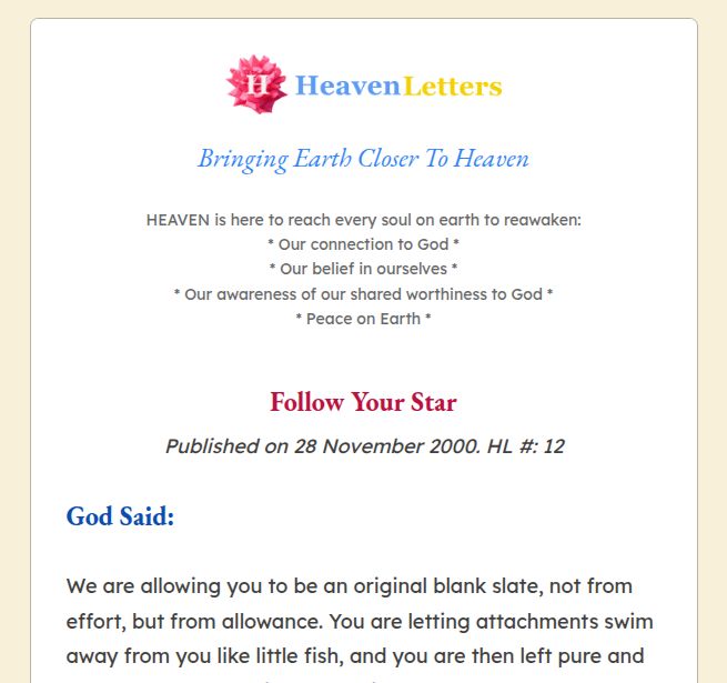 Daily Heavenletter in Gmail, desktop