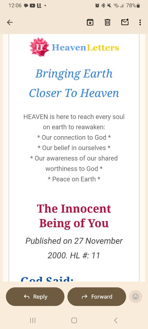 Daily Heavenletter in Gmail, mobile
